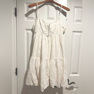 Lucky Brand size M white spaghetti strap mid length dress 100% cotton worn 1X